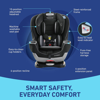 Extend2Fit Convertible Baby Car Seat – Rear & Forward Facing with Adjustable Legroom Panel (Gotham)